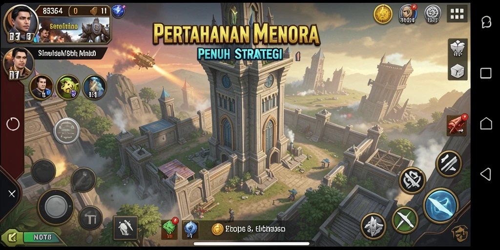 Tangkapan layar utama 8364 menampilkan gameplay menara pertahanan yang intens.