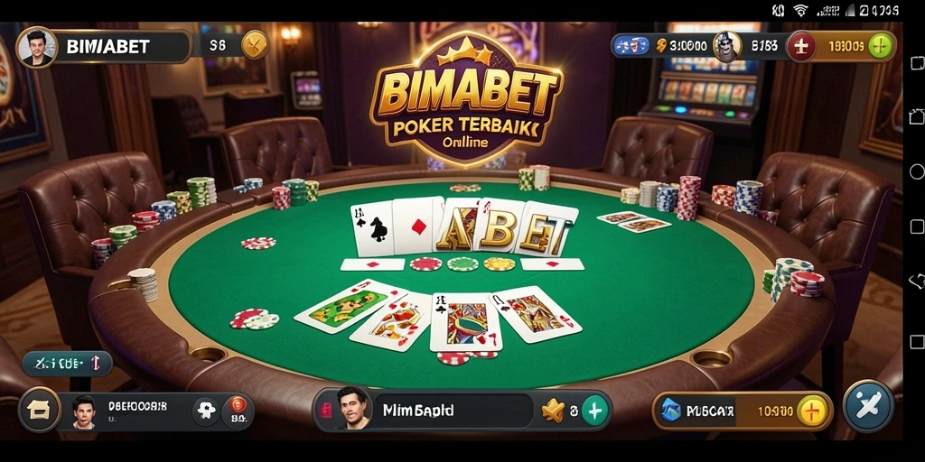 Screenshot gameplay BIMABET menunjukkan suasana seru permainan poker.