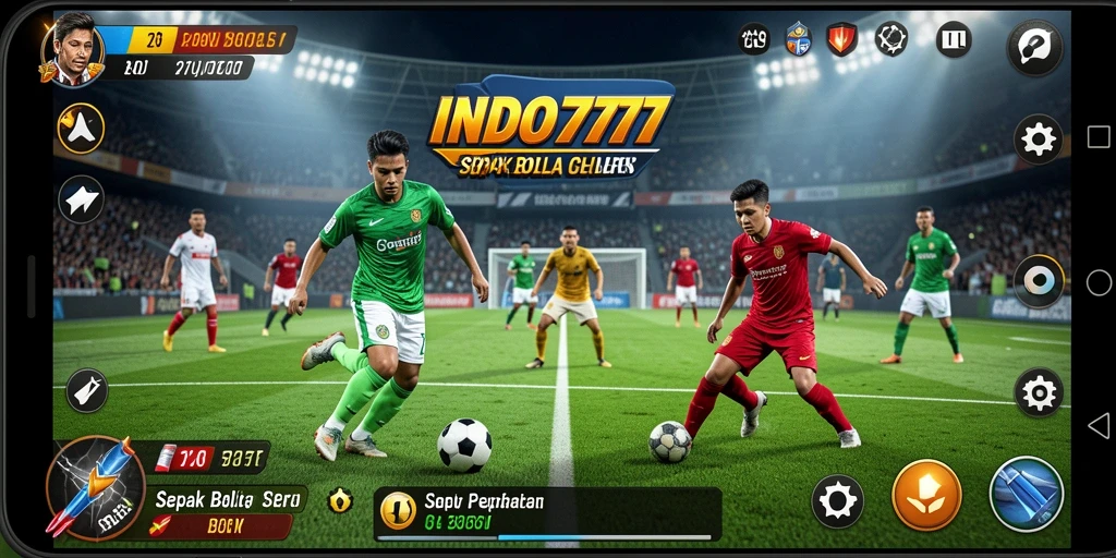 Tampilan gameplay seru dari INDO777 yang menyajikan aksi sepak bola.
