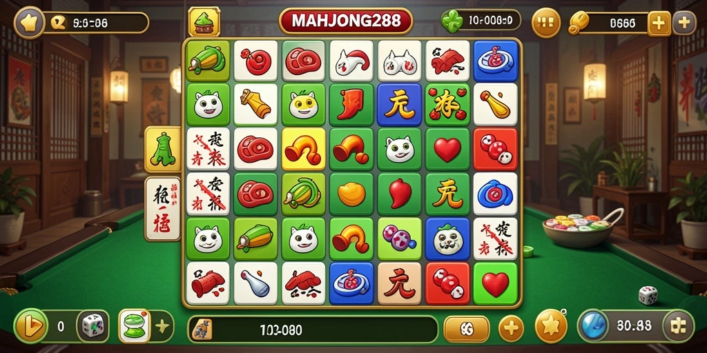 Tampilan gameplay menarik dan berwarna dari MAHJONG288.