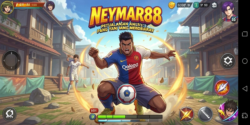 Tampilan gameplay seru dalam NEYMAR88 dengan karakter anime.