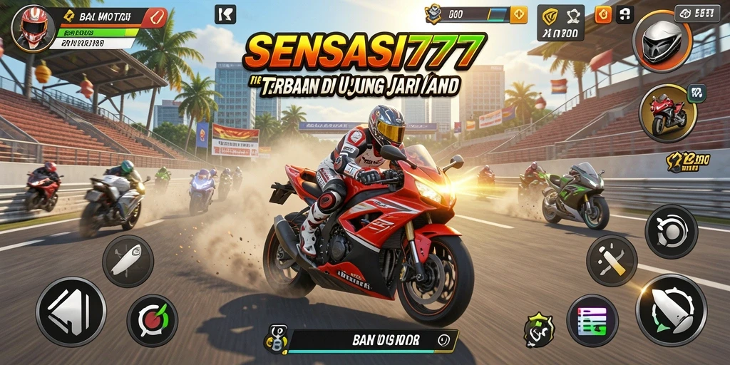 Gameplay SENSASI777 yang mendebarkan dengan motor balap terbaik.