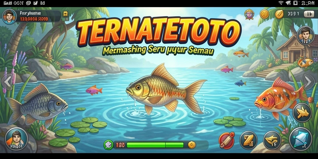Tampilan gameplay TERNATETOTO saat pemain menangkap ikan.