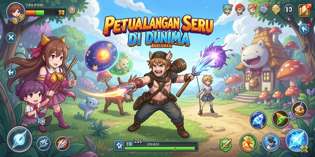 Tampilan gameplay ZK6 yang memukau dengan karakter anime.