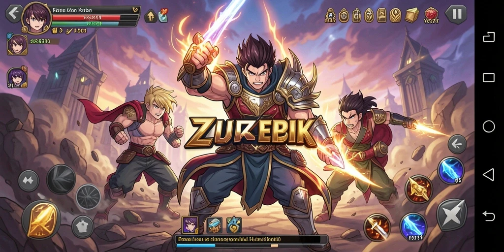 Tampilan gameplay ZK7 yang menampilkan pertarungan karakter Anime.